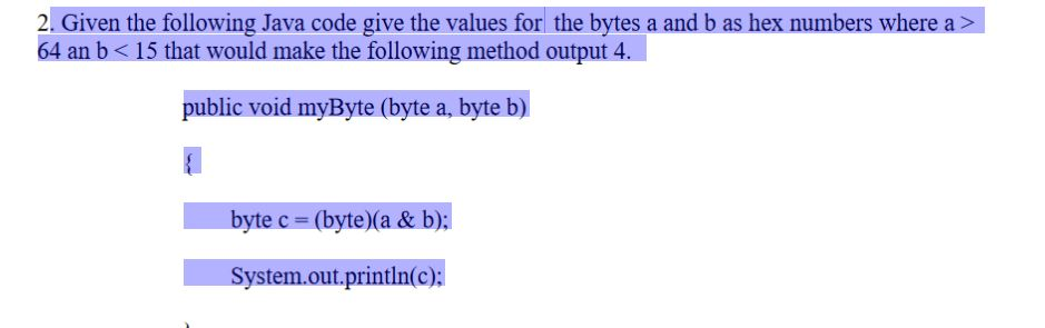 Solved 2. Given the following Java code give the values for | Chegg.com