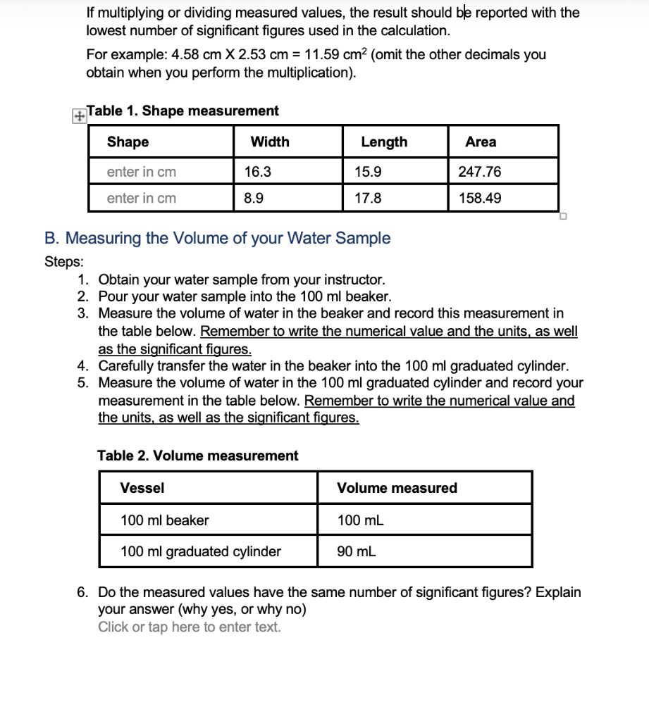 Solved Lab 1. The Metric System and Measurement Overview | Chegg.com