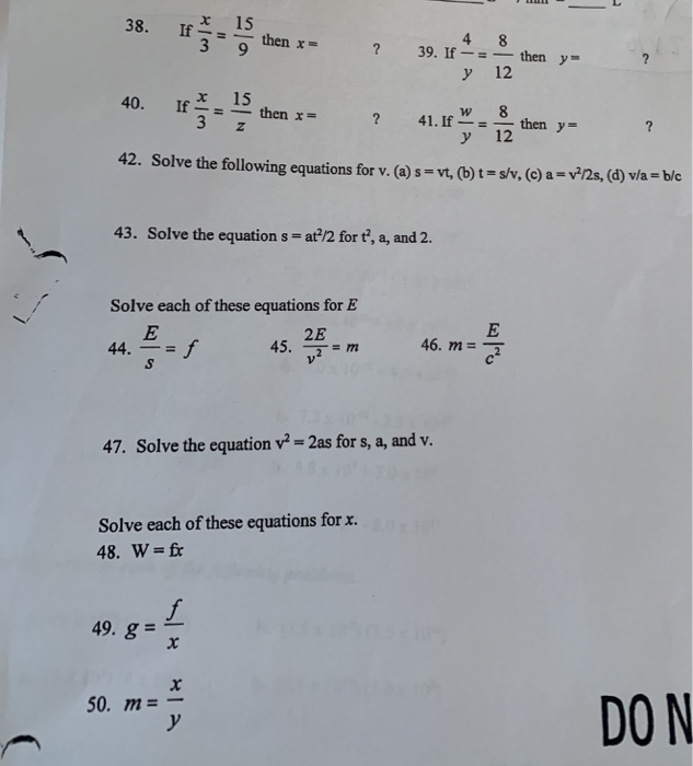 Solved 15 then x 38. If 4 8 3 9 ?39. If-=then y y 12 ? 15 | Chegg.com