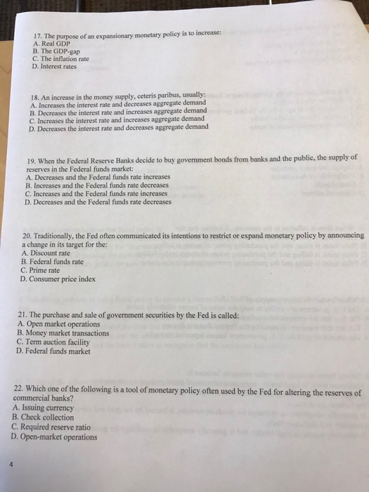 Solved The purpose of an expansionary policy is