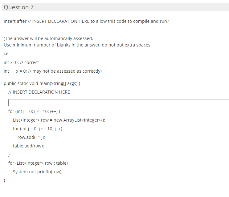Solved Question 7 Insert after // INSERT DECLARATION HERE to | Chegg.com