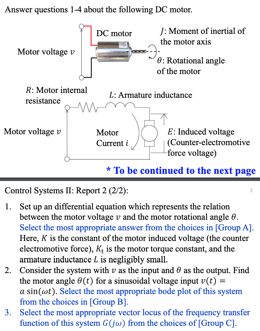 Answer questions 1-4 about the following DC motor. I: | Chegg.com