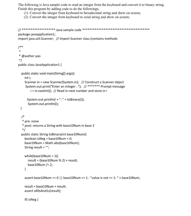 Solved The following is Java sample code to read an integer | Chegg.com
