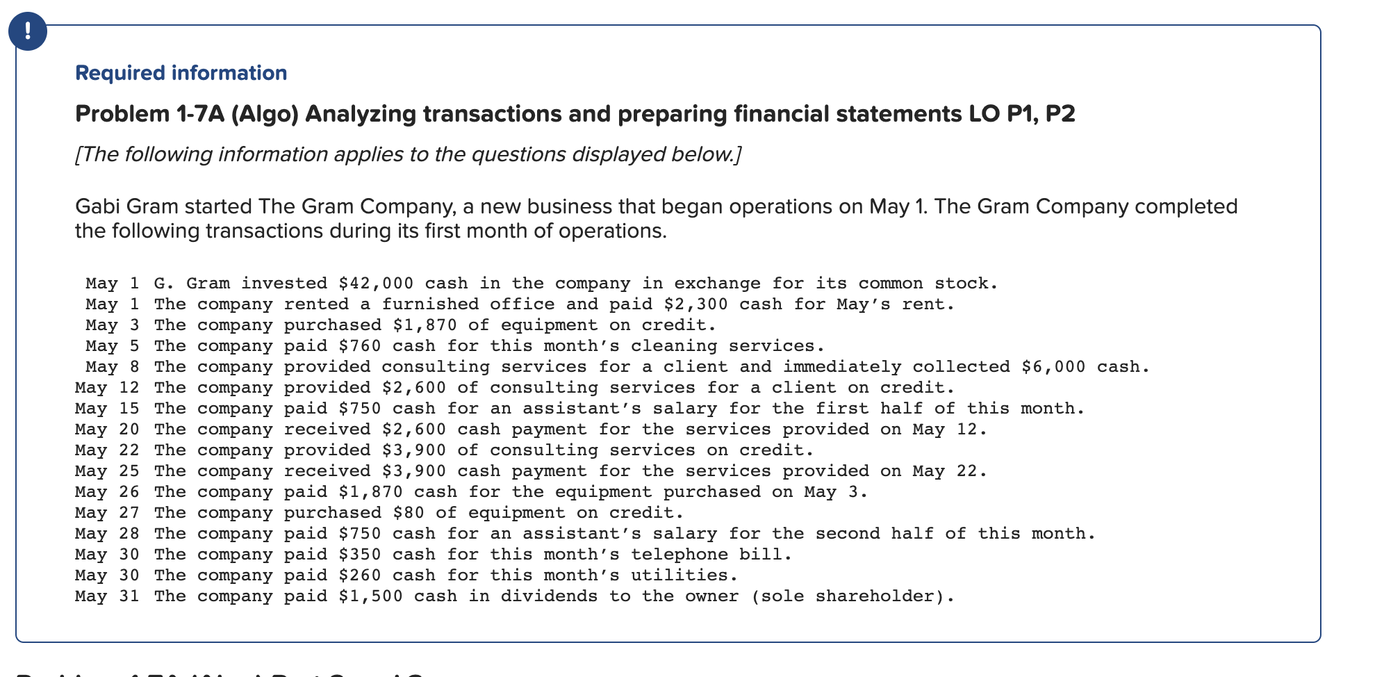 2-a. Prepare The Income Statement For May. 2-b. | Chegg.com