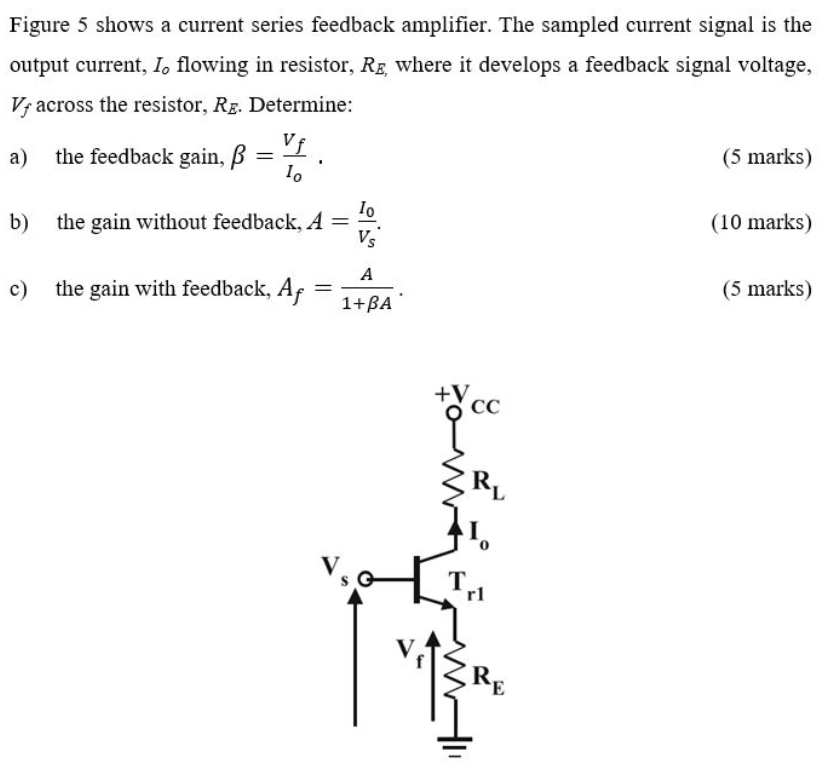 Solved Figure 5 shows a current series feedback amplifier.