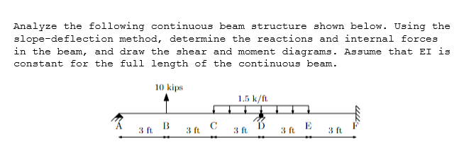 Solved Analyze The Following Continuous Beam Structure Shown | Chegg.com