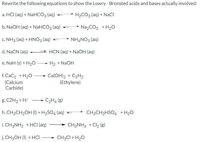 Solved a. HCl aq NaHCO3 aq H2CO3 aq NaCl b. NaOH aq