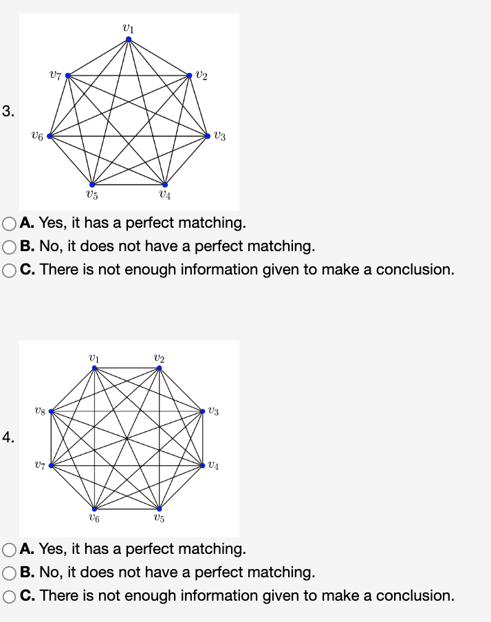 Solved A. Yes, it has a perfect matching. B. No, it does not | Chegg.com