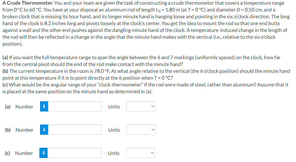 Solved A Crude Thermometer. You and your team are given the | Chegg.com