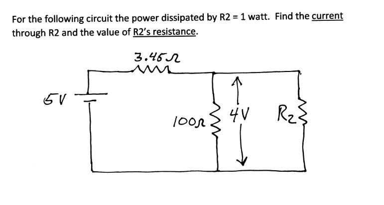 Solved For the following circuit the power dissipated by R2 | Chegg.com