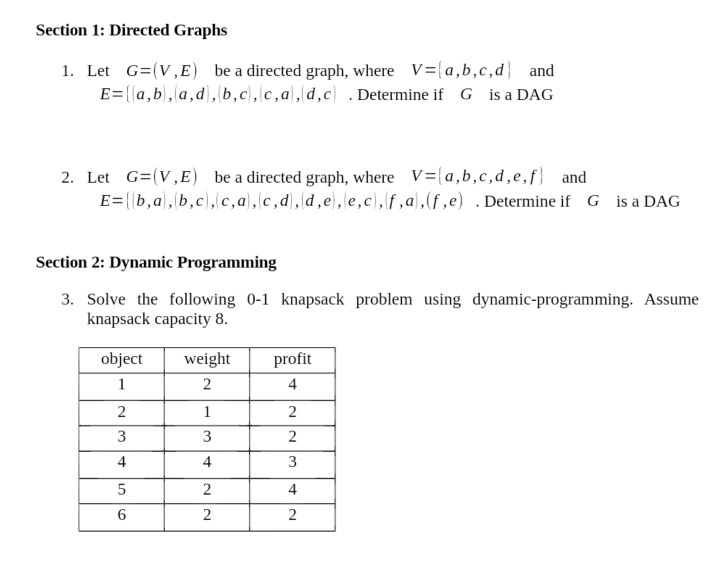 Solved Section 1: Directed Graphs 1. Let G (V,E) be a | Chegg.com