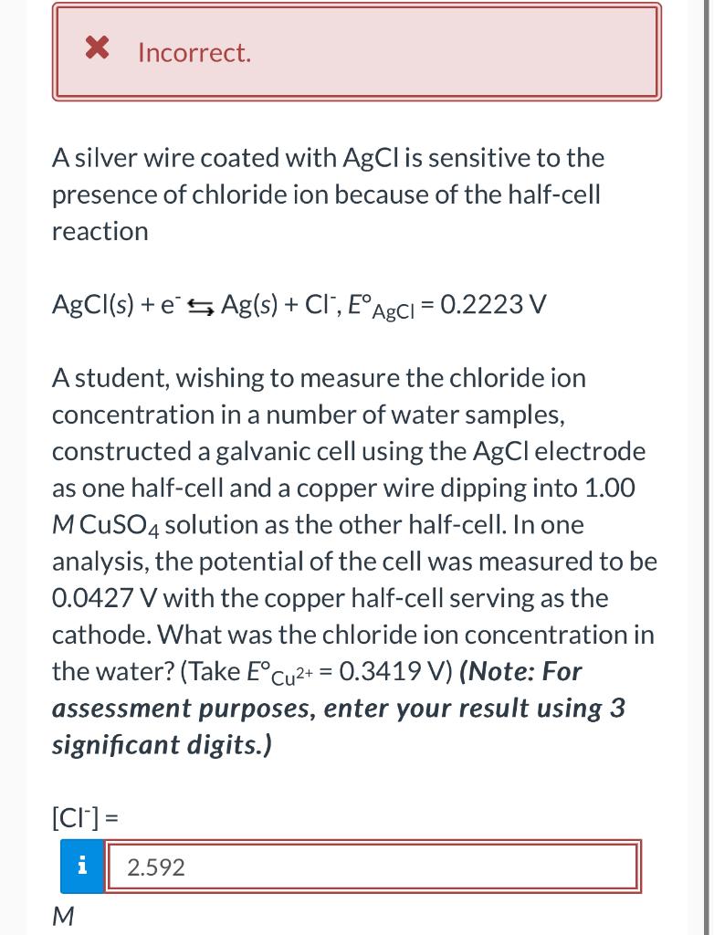 Solved A silver wire coated with AgCl is sensitive to the | Chegg.com