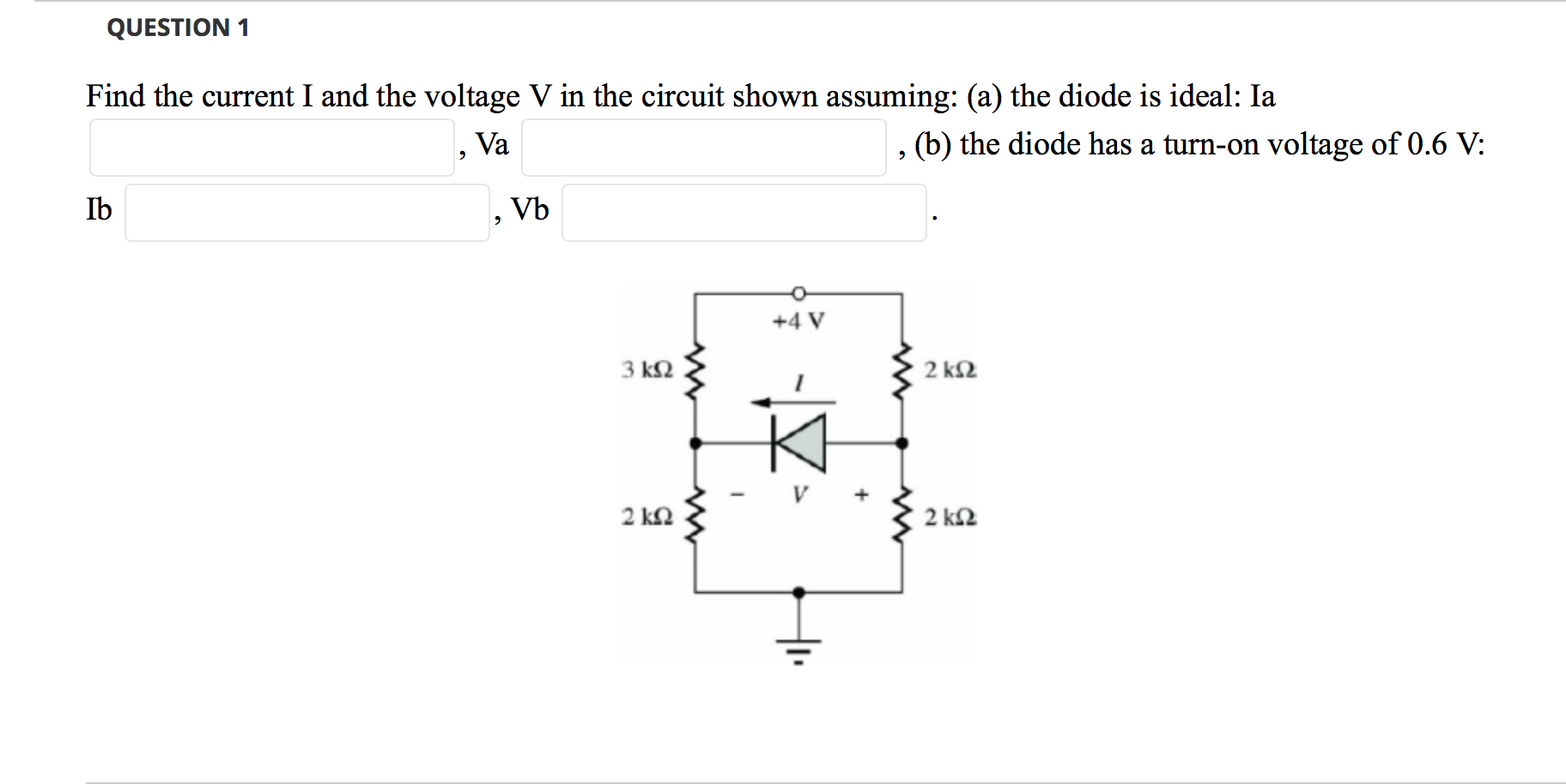 Solved QUESTION 1 Find the current I and the voltage V in | Chegg.com
