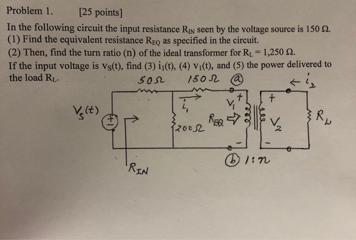 Solved Problem 1. [25 points] In the following circuit the | Chegg.com