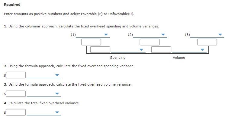 Solved Fixed Overhead Spending and Volume Variances, | Chegg.com
