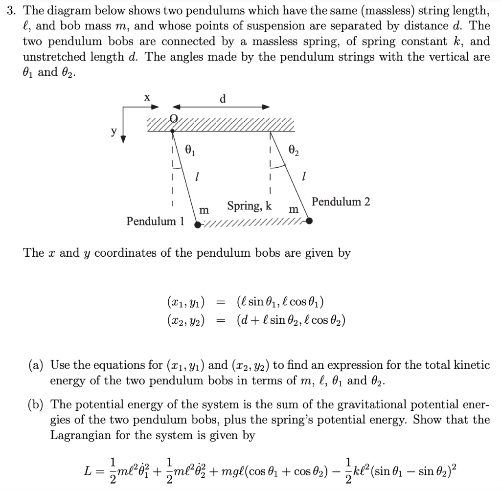 Solved 3. The Diagram Below Shows Two Pendulums Which Have | Chegg.com