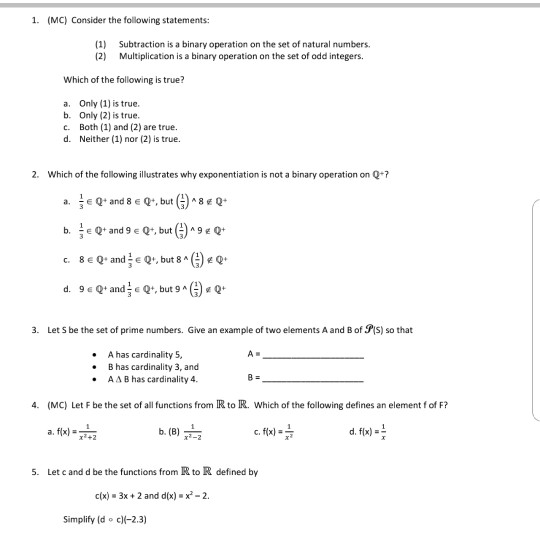 Solved 1. MC) Consider the following statements 1) | Chegg.com