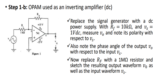 Solved Step 1 A Opam Used As An Inverting Amplifier W W Chegg Com