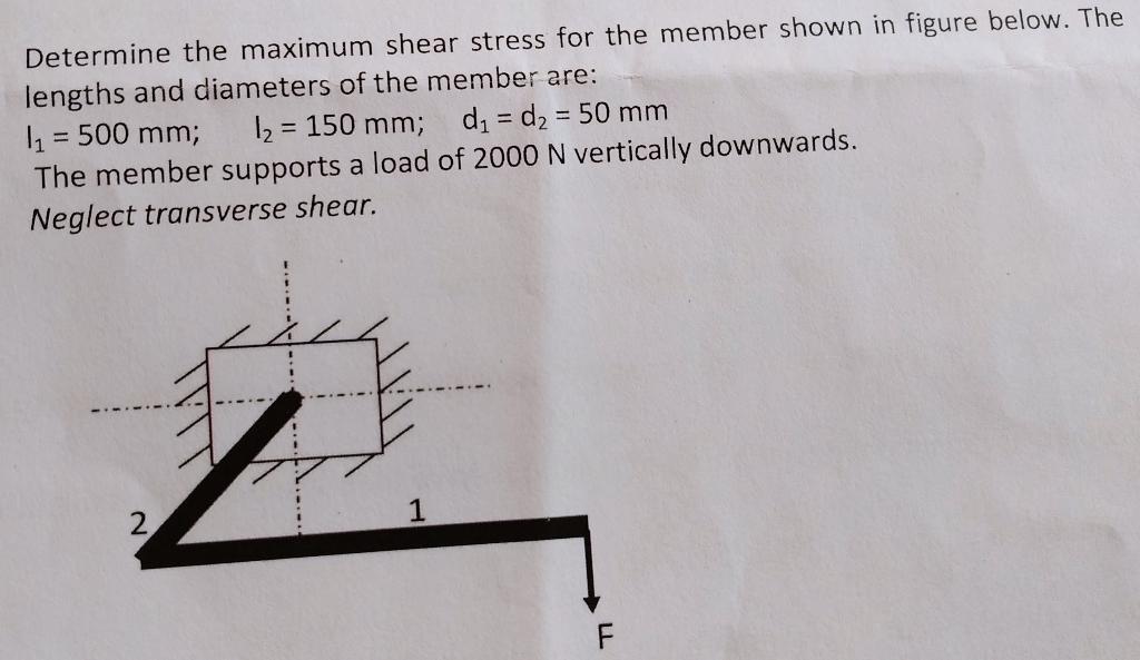 Solved Determine the maximum shear stress for the member | Chegg.com
