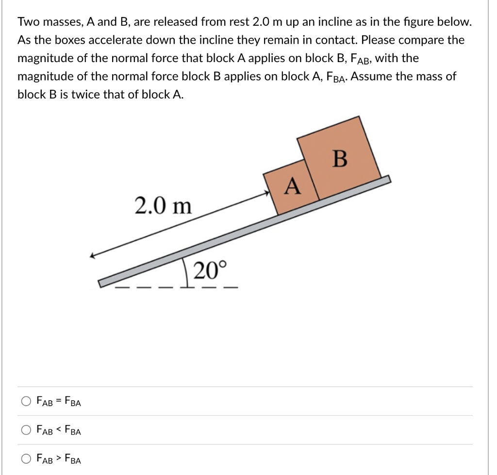 Solved Two Masses, A And B, Are Released From Rest 2.0 M Up | Chegg.com