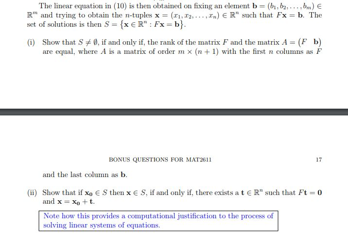 Solved PROBLEM 13 (Solutions of Linear Equations). Given V W | Chegg.com