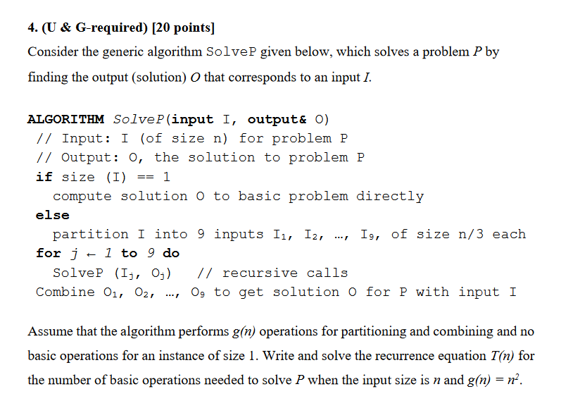 Solved 4. (U \& G-required) [20 points] Consider the generic | Chegg.com