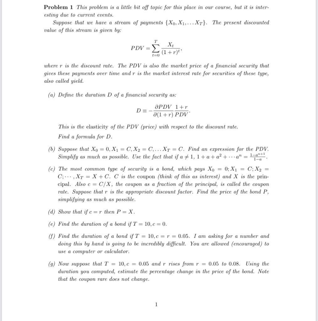 Solved Problem 1 This problem is a little bit off topic for | Chegg.com