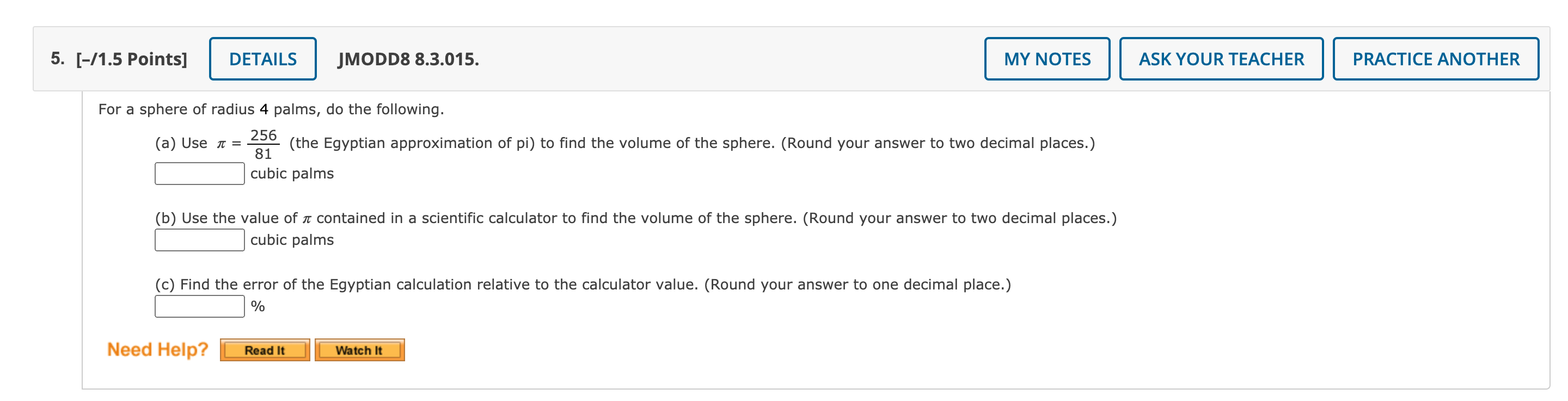 Solved 5. (-/1.5 Points] DETAILS JMODD8 8.3.015. MY NOTES | Chegg.com