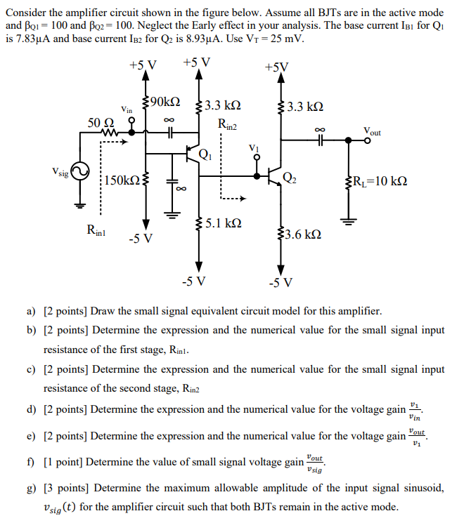 Solved Consider The Amplifier Circuit Shown In The Figure | Chegg.com