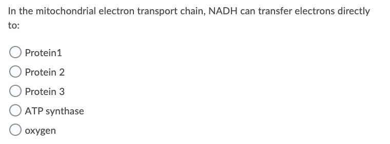 Solved In the mitochondrial electron transport chain, NADH | Chegg.com