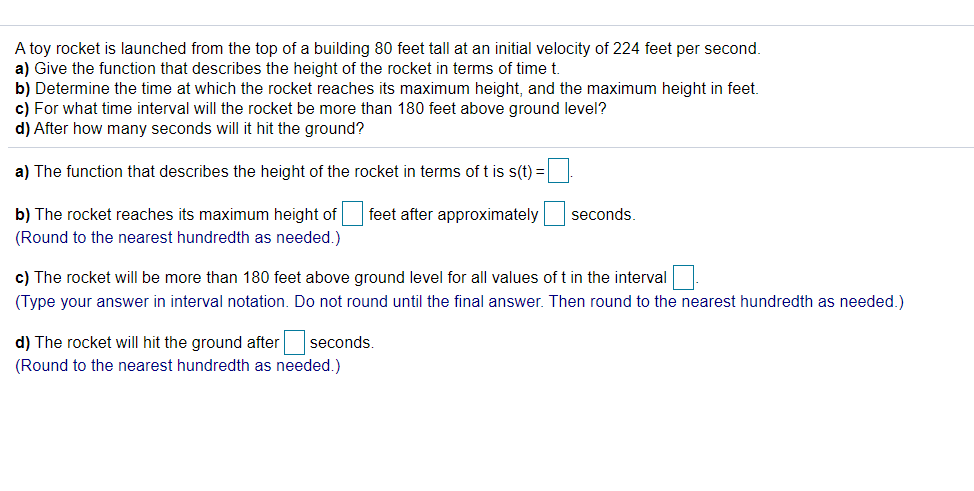 Solved A toy rocket is launched from the top of a building | Chegg.com