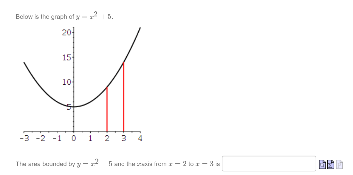 Solved Below is the graph of y = x2 +5. 201 15 10 -3 -2 -1 0 | Chegg.com