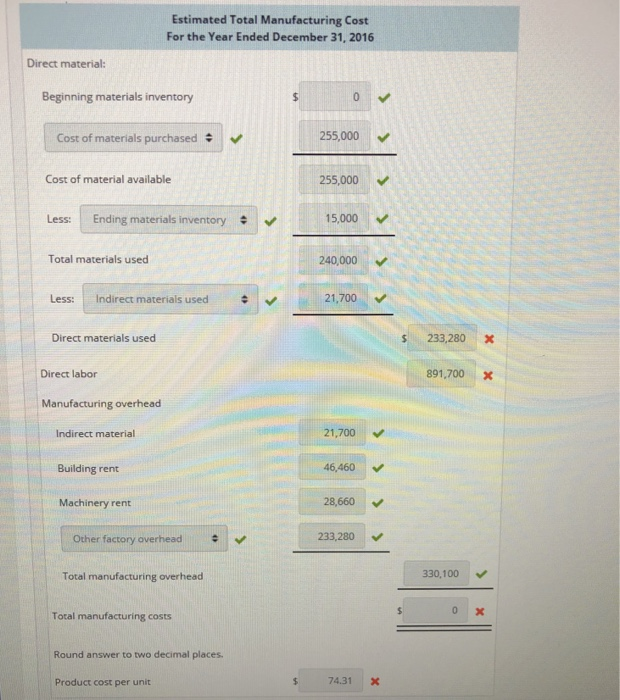 Solved Total Manufacturing Cost, Statement, Unit