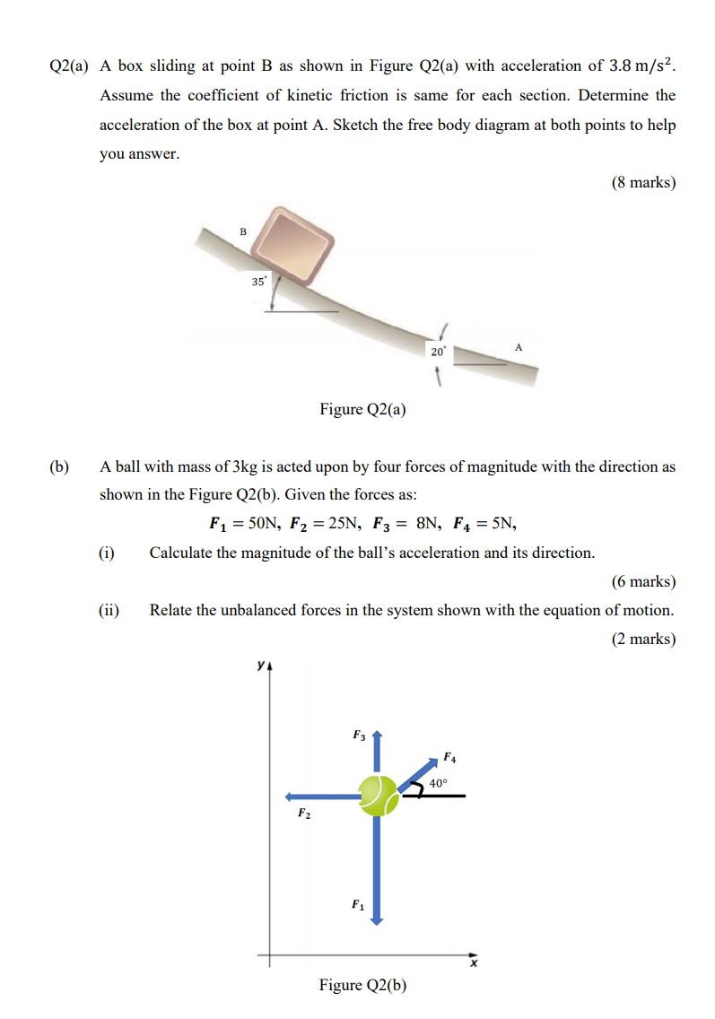 Solved Q2(a) A box sliding at point B as shown in Figure | Chegg.com