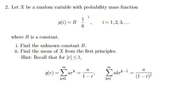 Solved 2. Let X be a random variable with probability mass | Chegg.com