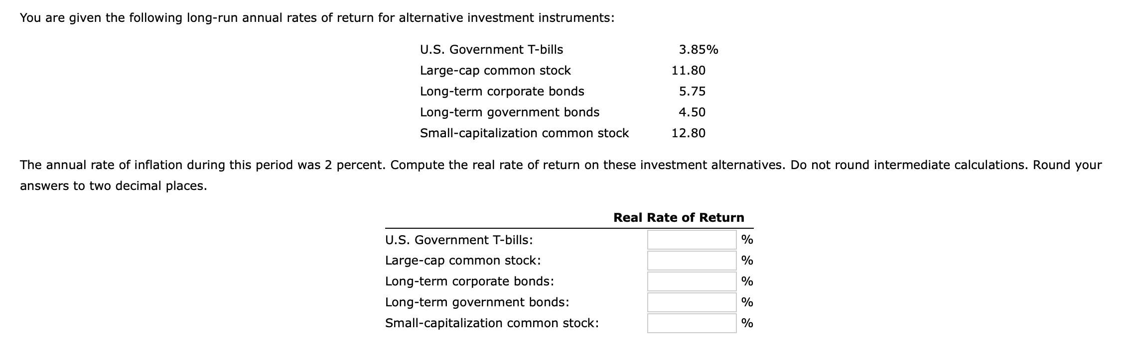 Solved You Are Given The Following Long Run Annual Rates Of 7405