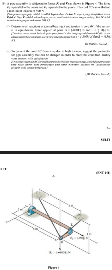 Solved (b) A Pipe Assembly Is Subjected To Forces Fr And Fz | Chegg.com