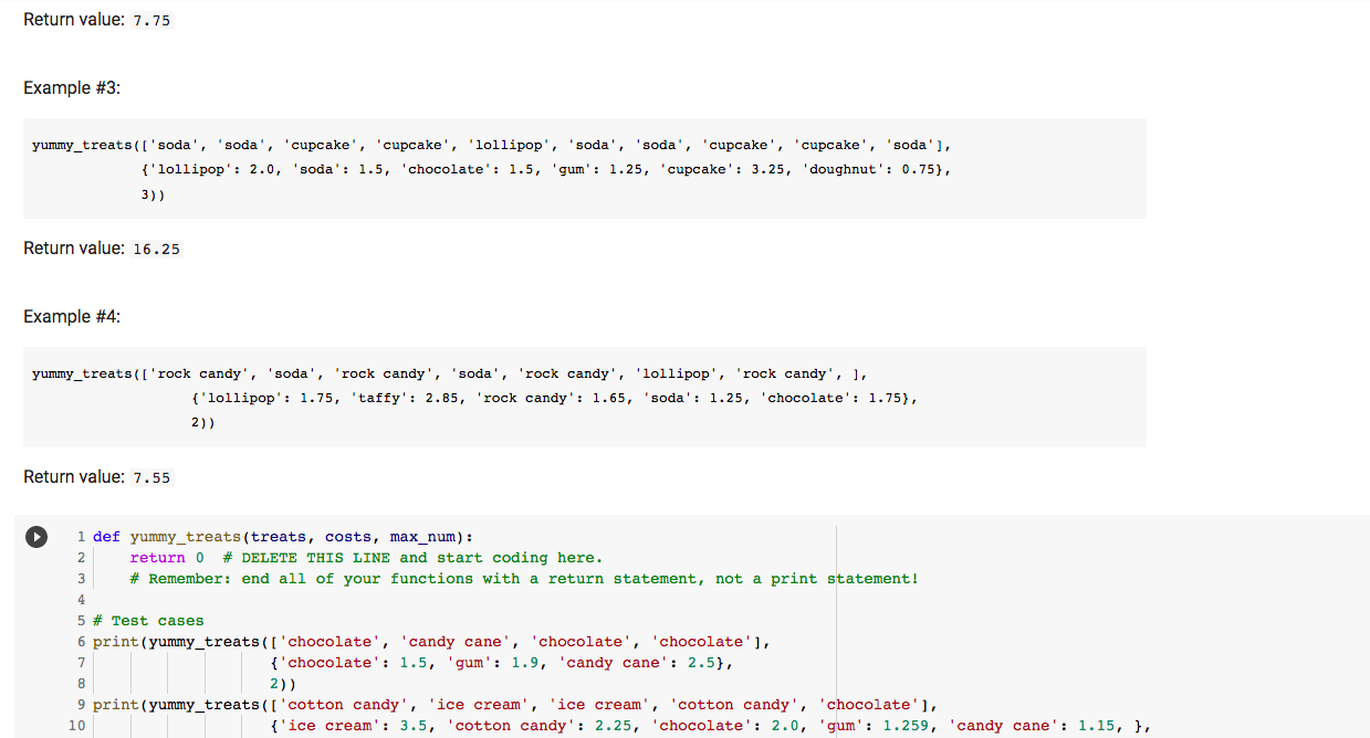 Solved Part 3: Buying Yummy Treats to Share (8 points) A | Chegg.com