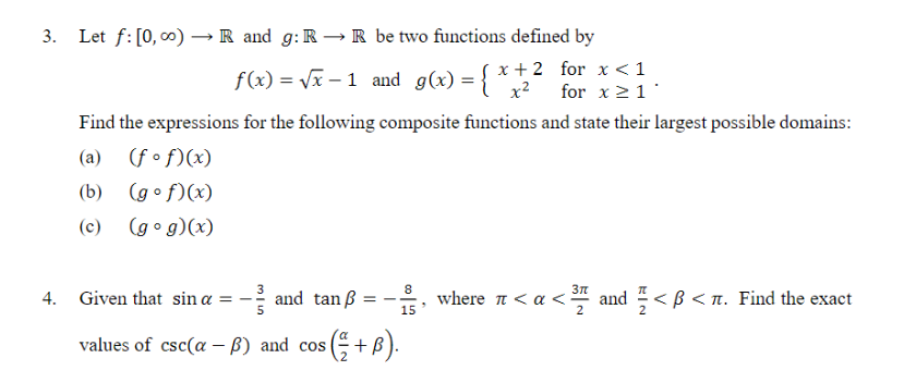 Solved 3 Let F [0 00 → R And G R →→ R Be Two Functions