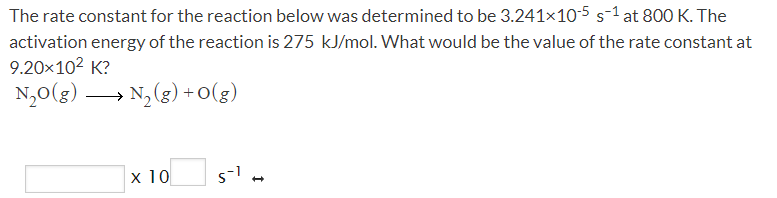 Solved The rate constant for the reaction below was | Chegg.com