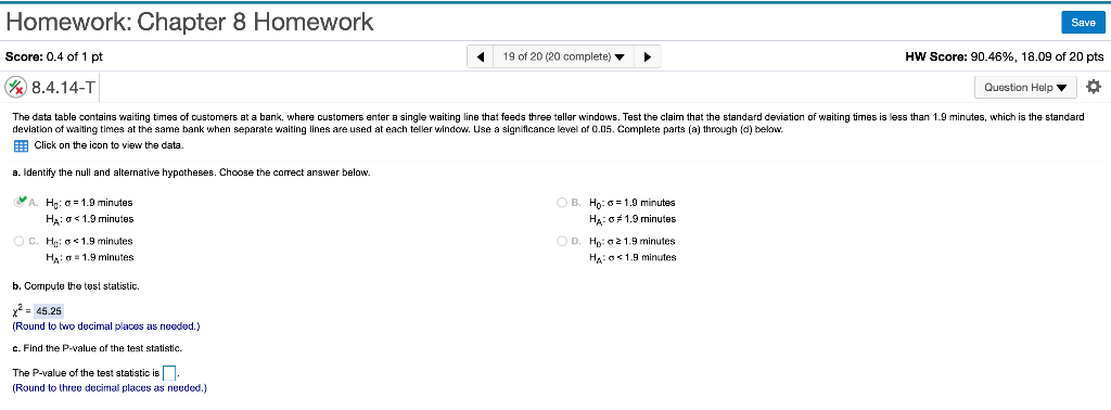 Solved Homework: Chapter 8 Homework Save Score: 0.4 of 1 pt | Chegg.com