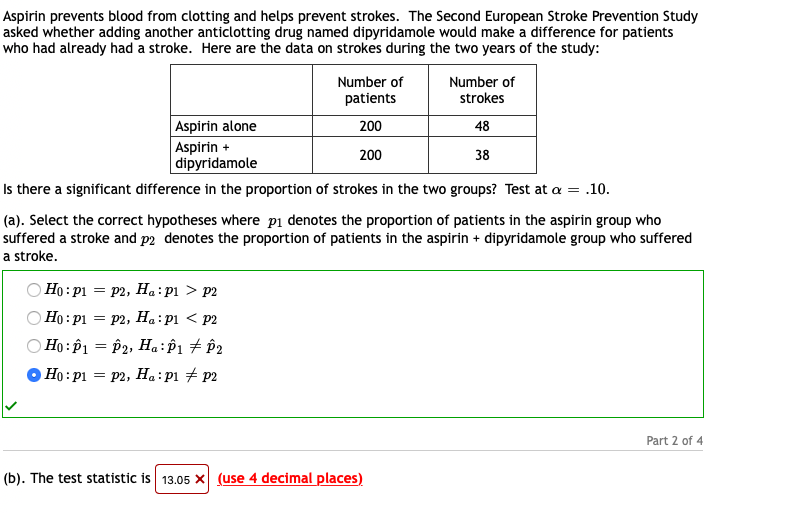 Solved Aspirin prevents blood from clotting and helps