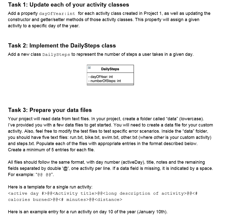 Task 1: Update each of your activity classes Add a | Chegg.com