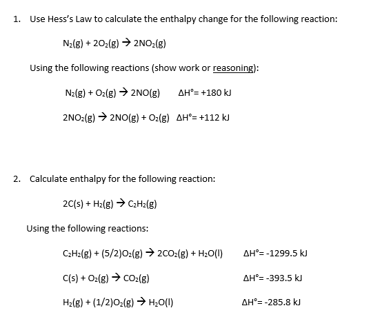 Solved Use Hess S Law To Calculate The Enthalpy Change Fo Chegg Com