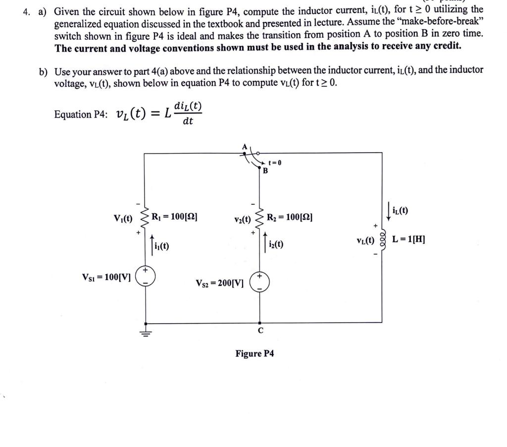 Solved A) Given The Circuit Shown Below In Figure P4, | Chegg.com