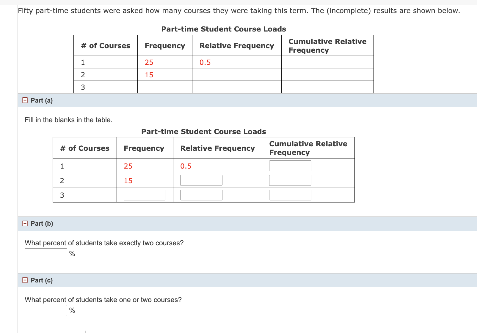 Solved ifty part-time students were asked how many courses | Chegg.com