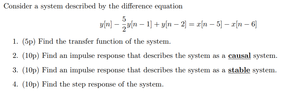 Solved Consider a system described by the difference | Chegg.com