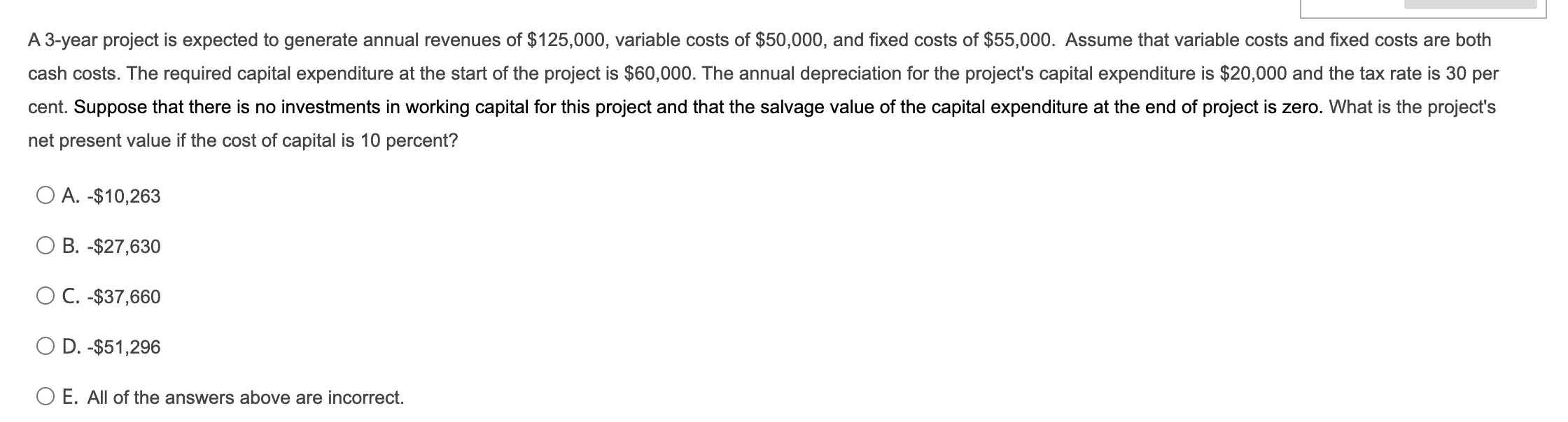 Solved A 3-year project is expected to generate annual | Chegg.com