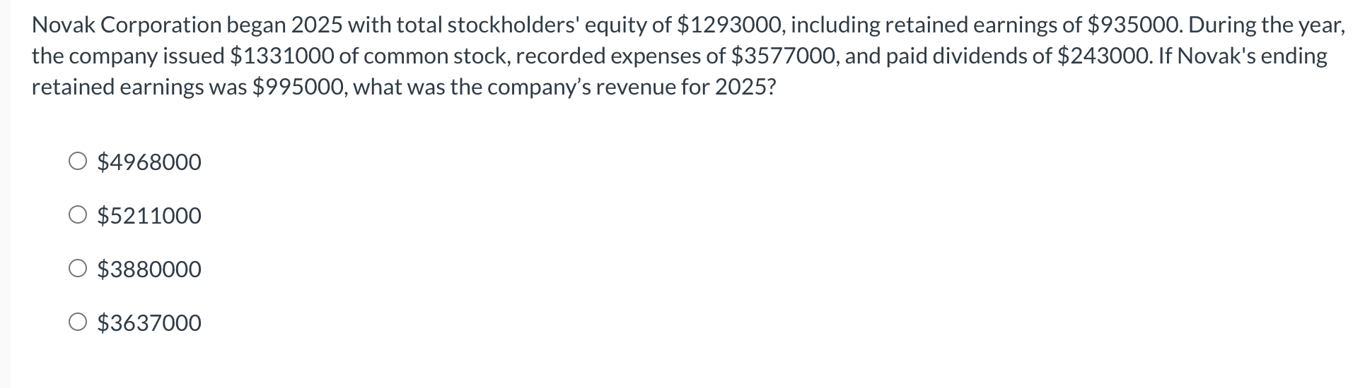 Solved Novak Corporation began 2025 ﻿with total