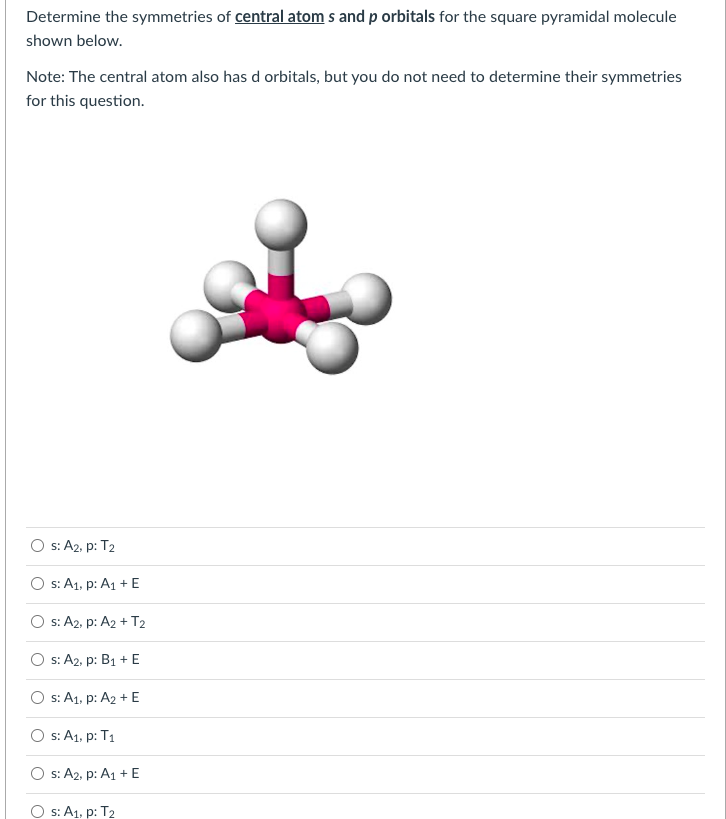 Solved Determine the symmetries of central atom s and p | Chegg.com